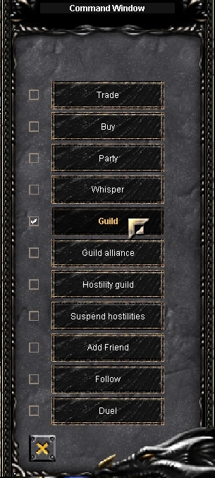Нажимаем 'D' и выбираем 'Guild' Menu